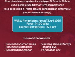PDAM Akan Lakukan Pengerjaan Koneksi Pipa di Tanjung Bunga, Suplai Air Sementara Terganggu