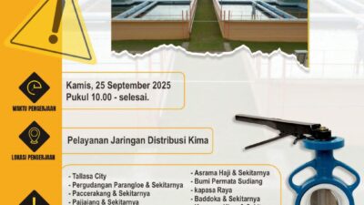 Perbaikan Pompa dan Valve Kima A1, Tekanan Air Sejumlah Wilayah Makassar Turun Sementara