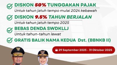 Bapenda Sulsel Umumkan Program Bebas dan Diskon Pajak Kendaraan
