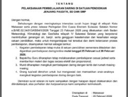 Antisipasi Cuaca Buruk, Disdik Makassar Keluarkan Surat Edaran Belajar dari Rumah
