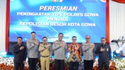 Bersama Forkopimda, Wabup Darmawangsyah Muin Hadiri Pengukuhan Peningkatan Starus Polresta Gowa 